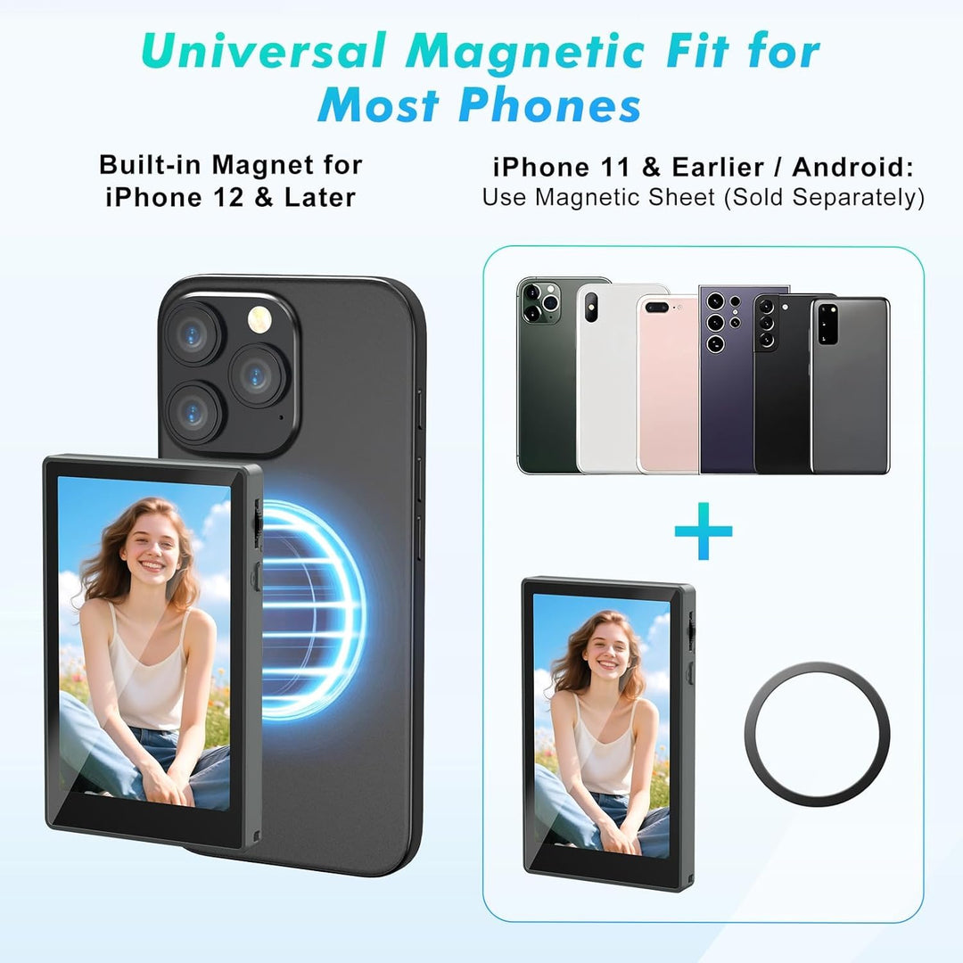 Selfie Monitor für iPhone & Android, 4" Magnetischer Handy Selfie Kameramonitor, Integrierter Lautsp