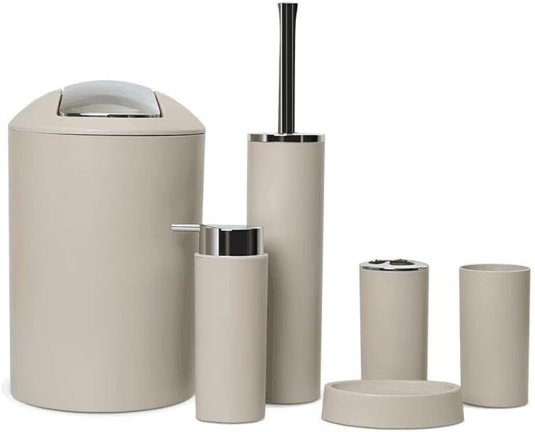 zalati Badezimmer-Zubehör-Set, 6-teilig, Badzubehör, Lotionflasche, Zahnbürstenhalter, Zahnbecher, S