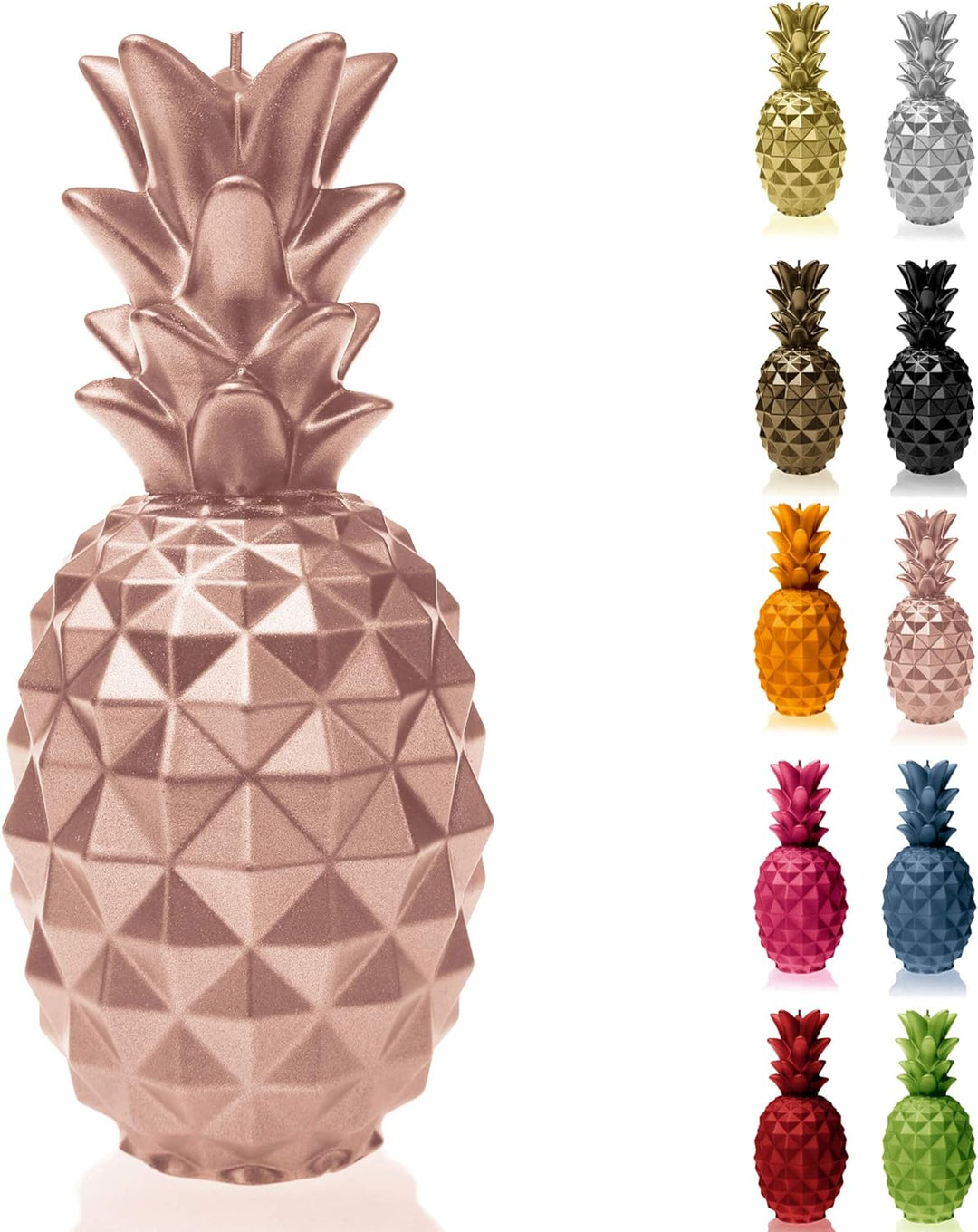Candellana Ananas Paraffinkerze 100x100x210 mm - Roségold Kerze Dekorativ - Kerzen Aesthetic 3D - Ca