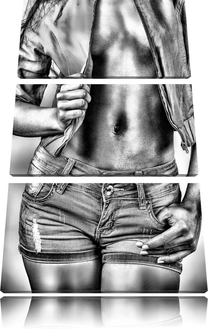 Pixxprint Monocrome, Sexy Woman 3-Teiler Leinwandbild 120x80 Bild auf Leinwand
