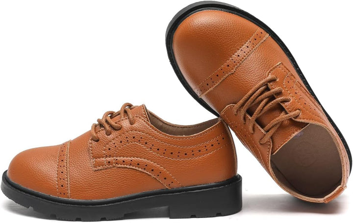PPXID Jungen Schnürhalbschuhe Schule Uniform Hochzeit Anzugschuhe 22 EU Braun, 22 EU Braun
