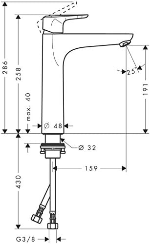 Hansgrohe 14080000 Ecos L Einhebel-Waschtischmischer, Mischbatterie: Messing, Taille XL - sans bonde