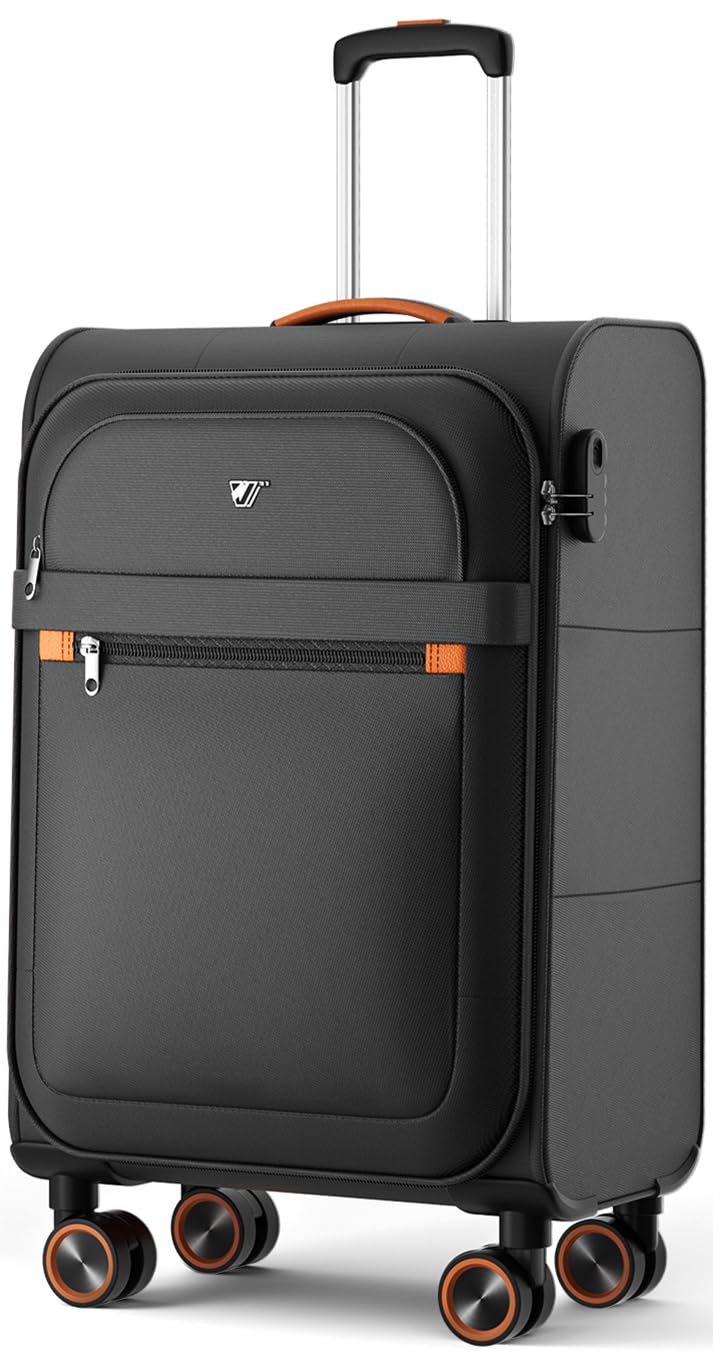 Weichschalen Handgepäck Koffer klein 55x35x23cm - Stoff Koffer Trolley - Leicht Reisekoffer mit 4 Ro