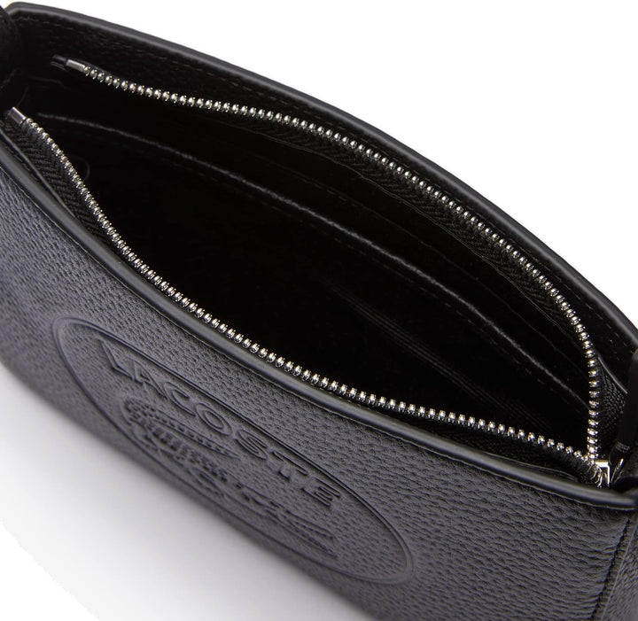 Lacoste Damen Handtasche,Leder (100% Rindsleder),20x12.5x4cm Noir Einheitsgrösse, Noir Einheitsgröss
