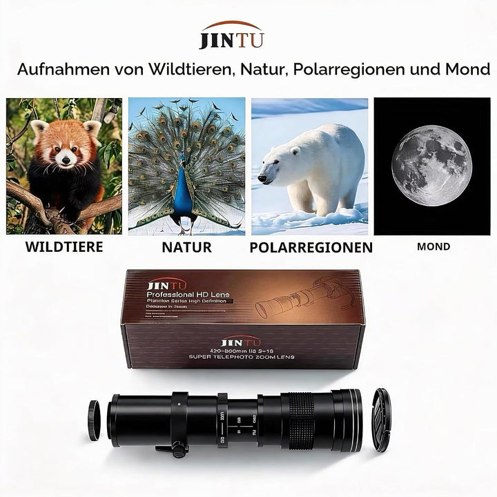 JINTU 420–800mm MF Teleobjektiv Kamera Zoomobjektiv F8.3 für Nikon SLR Kameras D780 D5600 D5500 D540