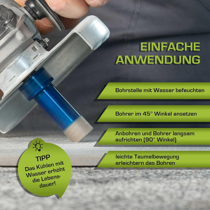 Profi Fliesenbohrer 25mm x M14 - Diamantbohrer für harte Fliesen, Feinsteinzeug uvm. Diamantbohrkron