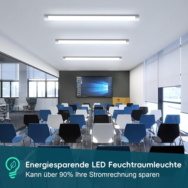 Feuchtraumleuchte LED 150CM, Werkstattlampe 45W 4500LM, Kellerlampe 5000K, Garagenleuchte IP66 Wasse