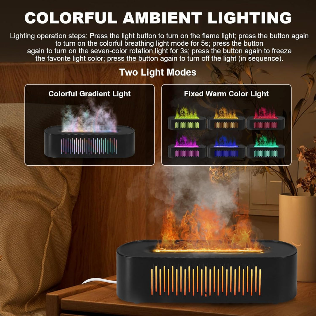 Vulkan Luftbefeuchter Flammen Aroma Diffusor: 260ml Aromatherapie Luftbefeuchter 7 Farbige Nachtbele
