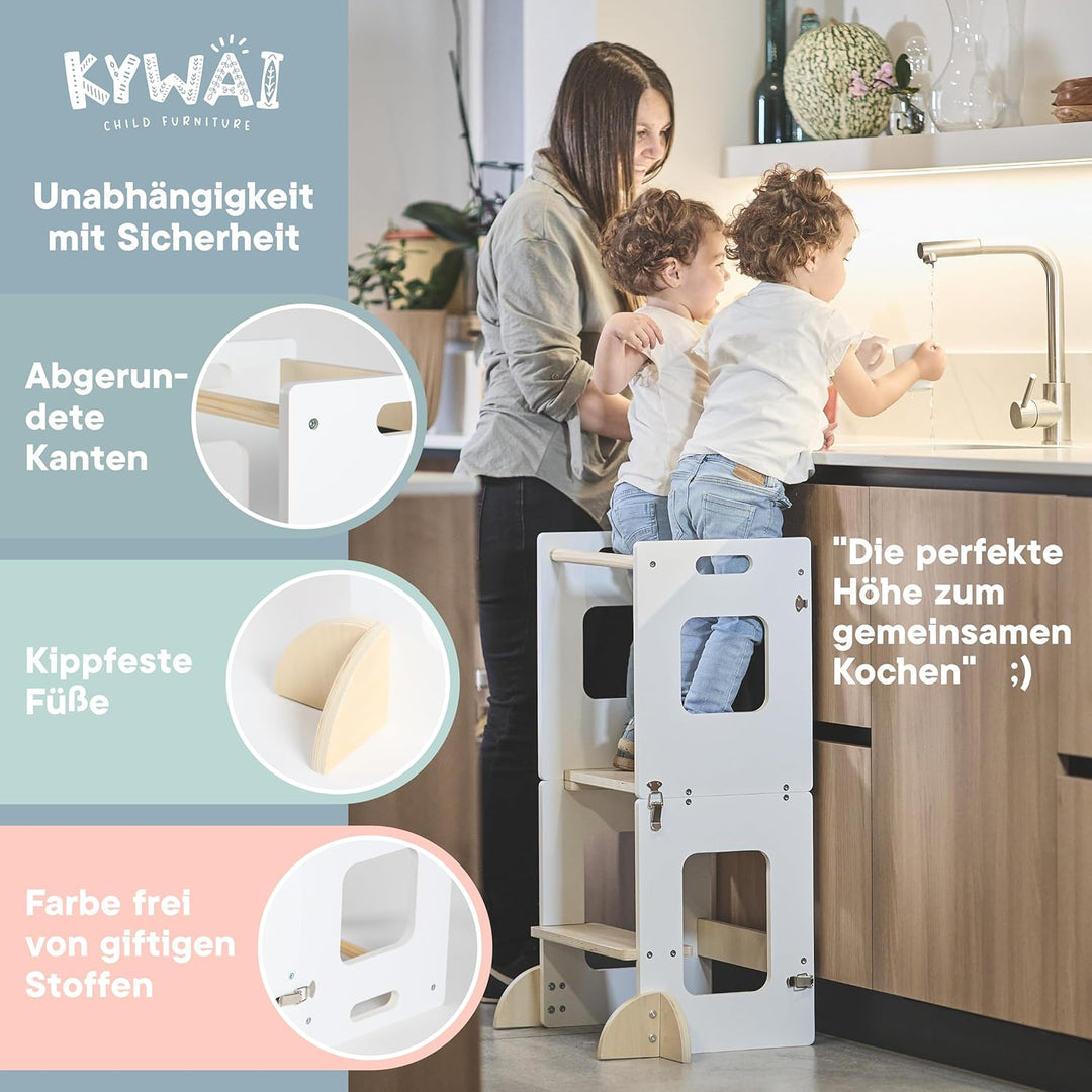 Lernturm ab 1 Jahr – Lernturm Klappbar 3 in 1 mit Tafel – Learning Tower für Kinder – Faltbar mit Si