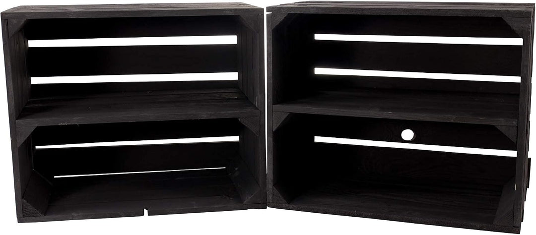 Schwarze Obstkisten Weinkiste Wohnzimmer Black Holzkiste Küche Holzkiste Regal 50x40x30cm (2 schwarz