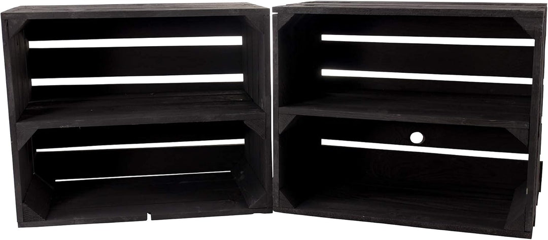 Schwarze Obstkisten Weinkiste Wohnzimmer Black Holzkiste Küche Holzkiste Regal 50x40x30cm (2 schwarz