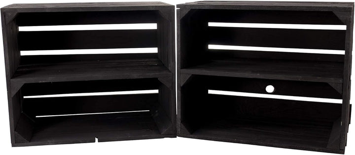 Schwarze Obstkisten Weinkiste Wohnzimmer Black Holzkiste Küche Holzkiste Regal 50x40x30cm (2 schwarz