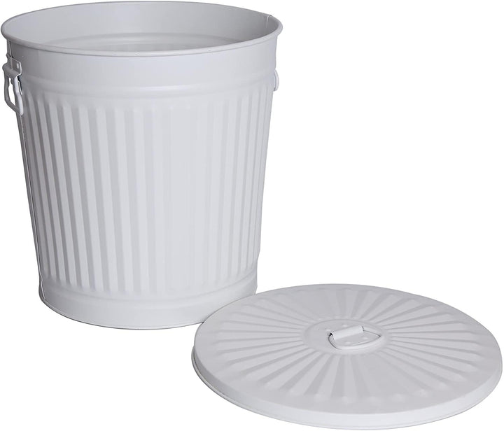 Jinfa 3 Sets Retrodesign Mülleimer mit Deckel | Mattweiss | Ø 29 cm, Höhe 31,5 cm 18 Liter 3 Stück -
