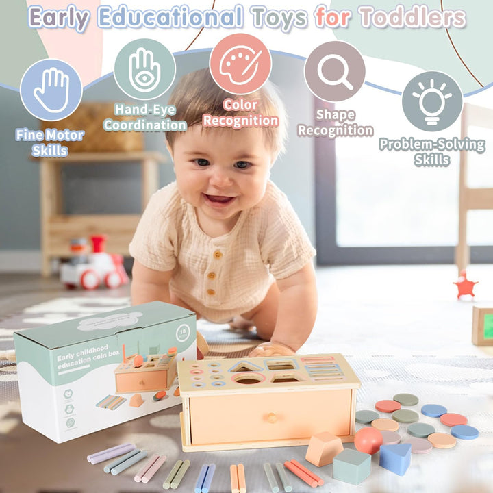 Montessori Spielzeug ab 1 2 3 Jahr, Farbe Form Sortierspiel ab 1 Jahr, Holzspielzeug Montessori ab 2