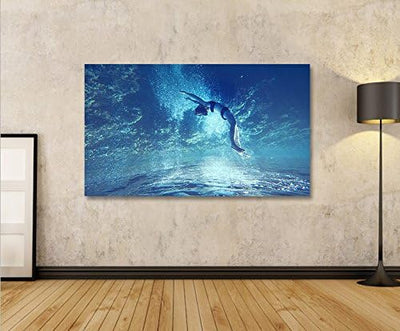 islandburner Bild Bilder auf Leinwand Unterwasser V2 1p Tauchen Blaues Meer XXL Poster Leinwandbild