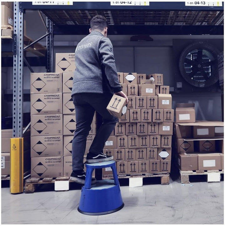 Dönges Rollhocker aus Metall | Bis 150 kg Tragkraft | TÜV & GS geprüfter Tritthocker für Büro, Gewer