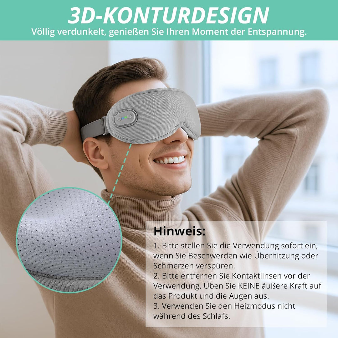 VINTEAM Kabellose Wärmebrille mit Akku – 3D Augenmaske für Trockene Augen, Entspannung und Linderung