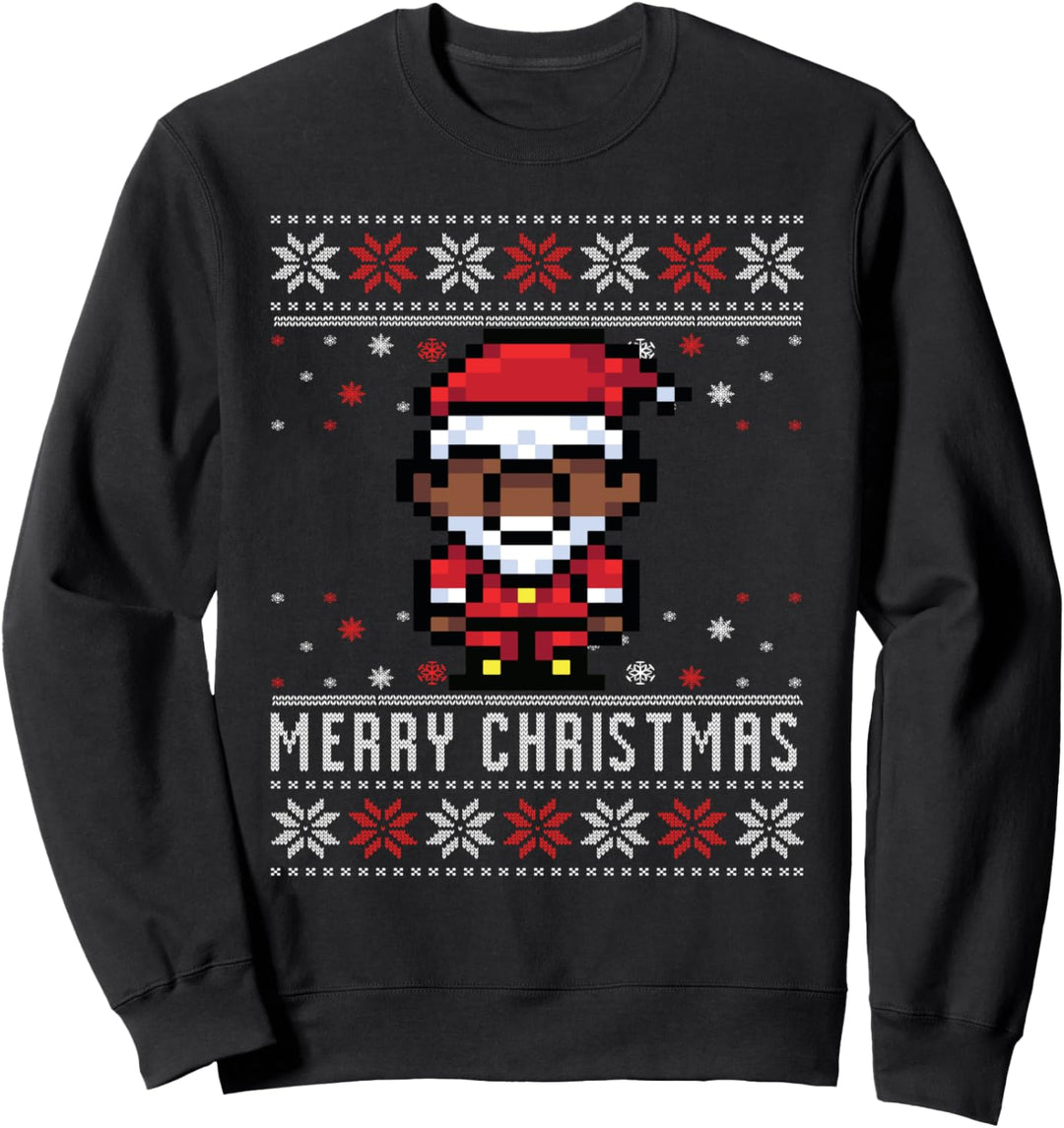 UGLY Merry Pixelmas 8 Bit Santa Retro Gaming 8-Bit Sweatshirt