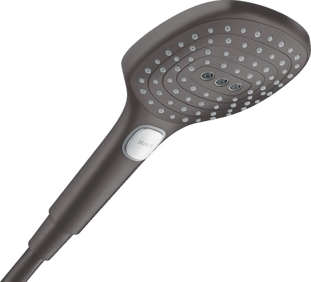 hansgrohe Duschkopf Raindance Select E, Handbrause 120mm, 3 Strahlarten, Brushed Black Chrome Brushe