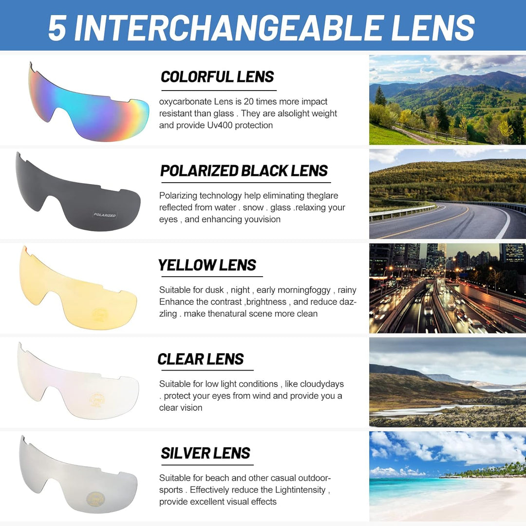 SAWUTPV Fahrradbrille Winddicht Herren Damen TR90 Rahmen Polarisiert Radfahren Ganzer Rahmen MTB Spo