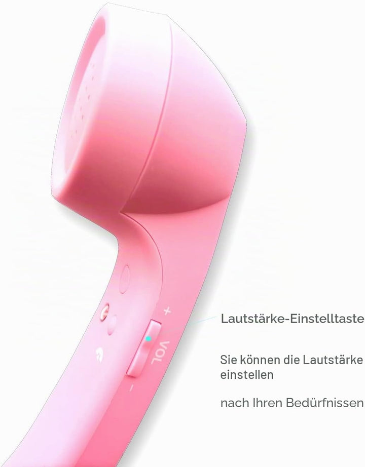 kabellose Retro-Telefonhörer Kopfhörer Bluetooth für EIN Handy mit bequemem Anruf,rosa, Rosa
