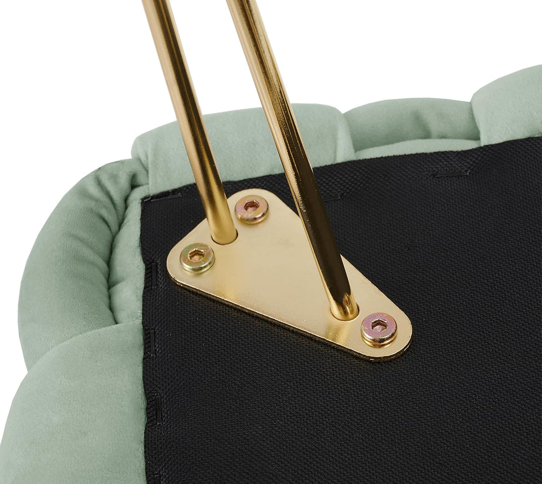 Zedelmaier Moderner Velvet Kosmetik Hocker, Quadratisch Ottoman-Fusshockermit goldfarbenen Metallbei