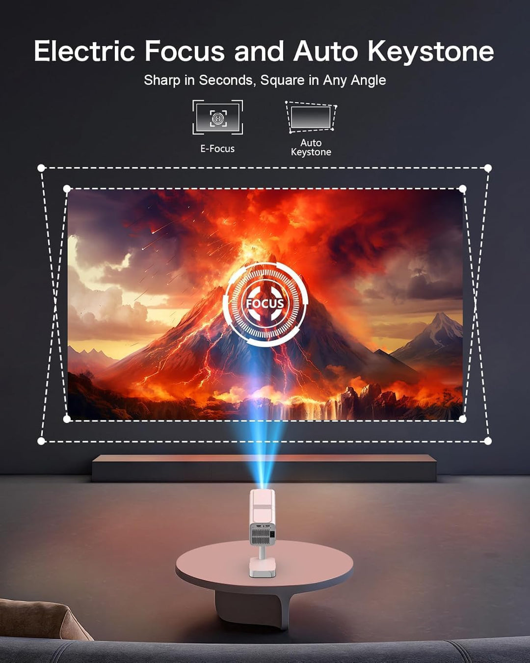 [Android TV OS & Teleskop Stand]Puxinat Smart Beamer mit WiFi6 und Bluetooth5.2, 300ANSI Elektrische