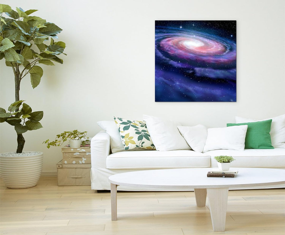 Paul Sinus Art Leinwandbild 60x60cm Illustration – Spiralförmige Galaxie auf Leinwand Exklusives Wan
