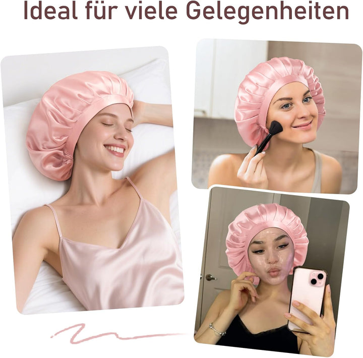 LitBear 22 Momme Seidenhaube zum Schlafen - Schlafmütze aus 100% Maulbeerseide, 100% Silk Bonnet mit