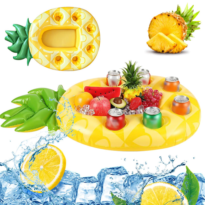 Ananas Poolbar, Aufblasbarer Getränkehalter Schwimmender, 2in1-Getränke und Snackhalter Poolbar 7 Lö