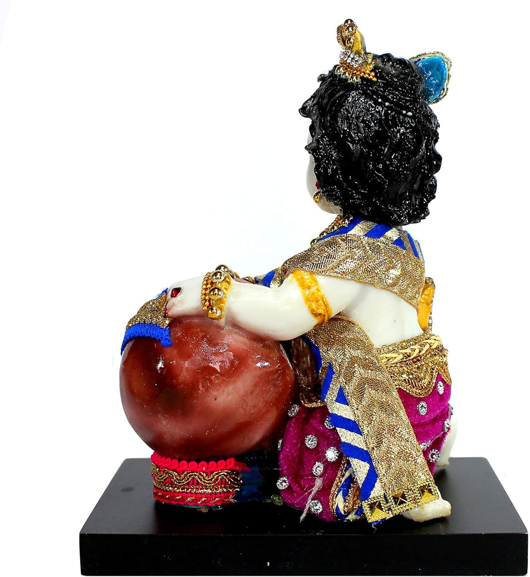 ESPLANADE Handgeschnitzte Gott, Kishan Krishna, Makhan Chor Murti Idol-Statue, Skulptur (19,1 cm)