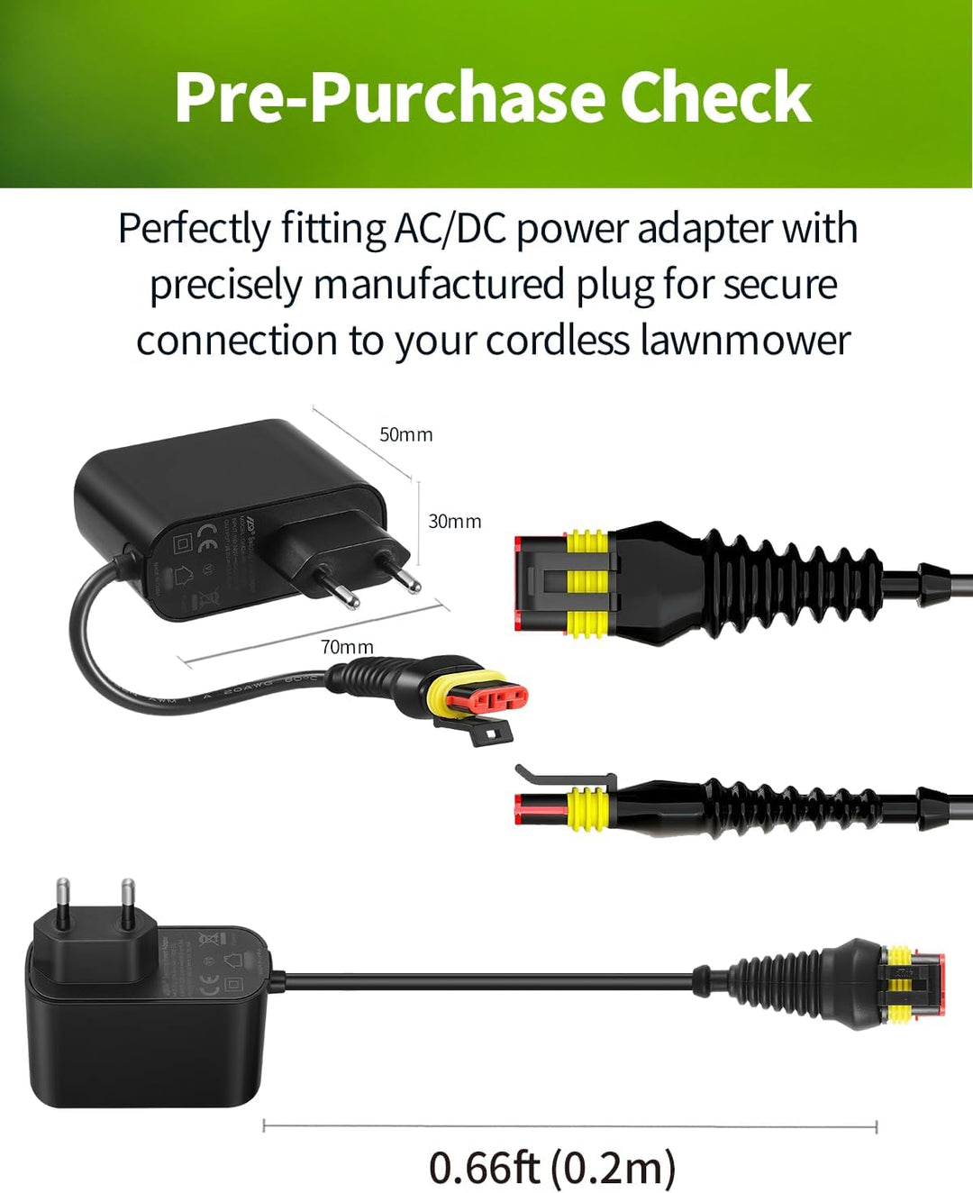 Lonnky 28V 1,3A Netzadapter für Husqvarna Automower 105, 115H,305， 310, 315, 315X, 320, 330X, 405X,