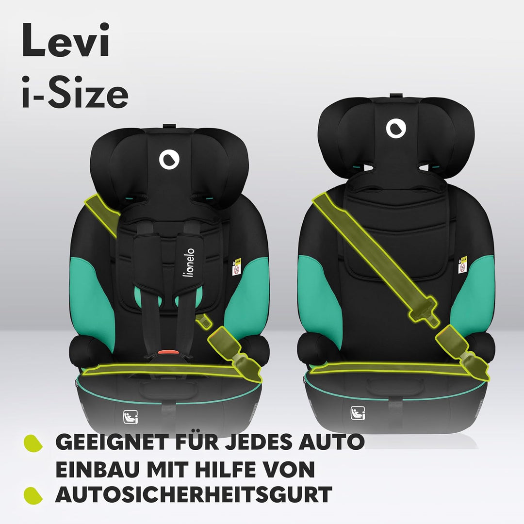 LIONELO LEVI I-SIZE 76-150 cm Kinderautositz, Gruppe 1 2 3, Seitenschutz, 10 Grad Kopfstützenverstel