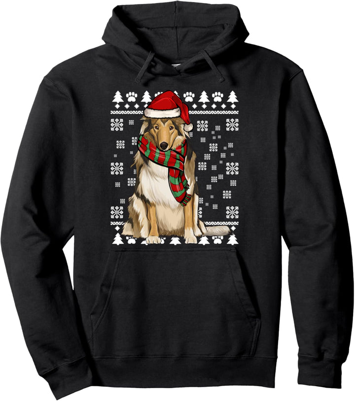 Weihnachtsmütze mit Collie-Motiv Pullover Hoodie
