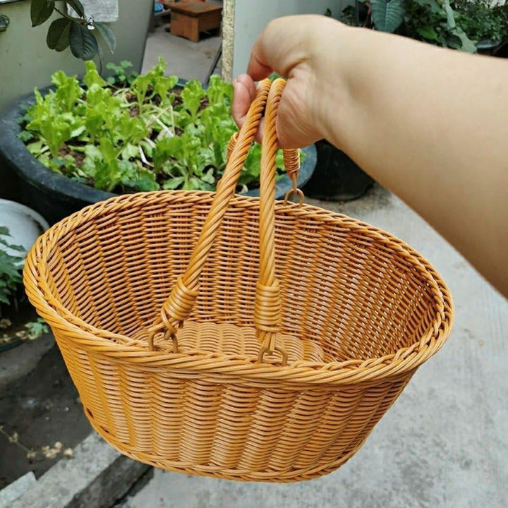 Picknickkorb Griff, Rattan-aufbewahrungskorb, Einkaufskorb, Gewebt, Leerer Picknick-aufbewahrungskor