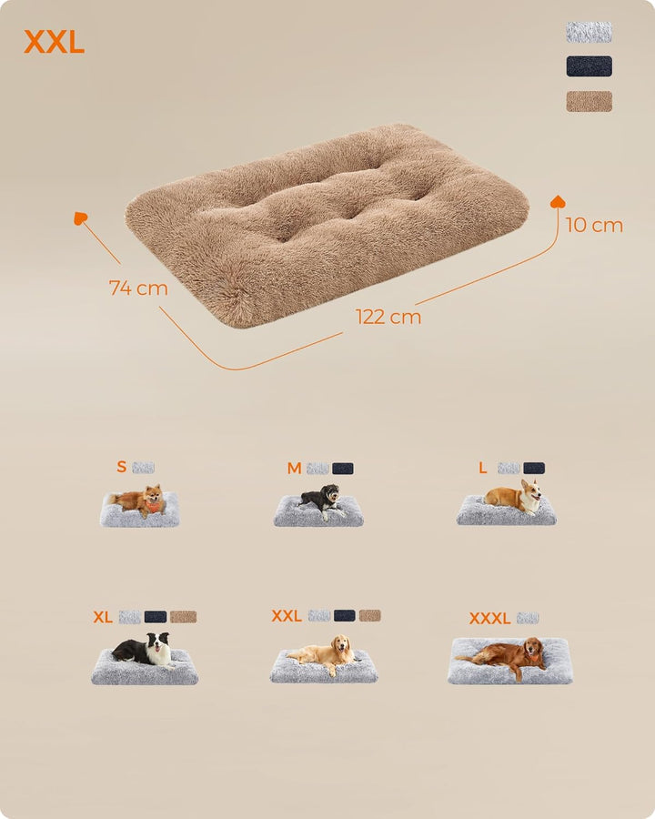 Feandrea Hundebett, Hundekissen, Flauschige Hundematte, Langer Plüsch, 122 x 74 cm, weiche Polsterun