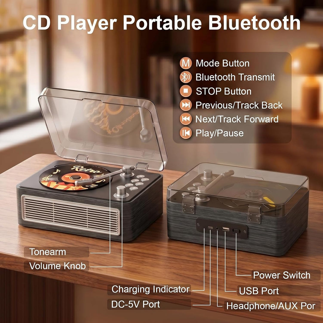 Gueray Tragbarer CD Player Bluetooth CD-Player mit Lautsprecher & Radio & Fernbedienung Unterstützt