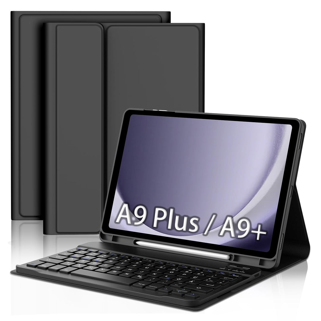 Hülle mit Tastatur für Samsung Galaxy Tab A9 Plus 11 Zoll 2023, QWERTZ Deutsche Magnetisch Abnehmbar