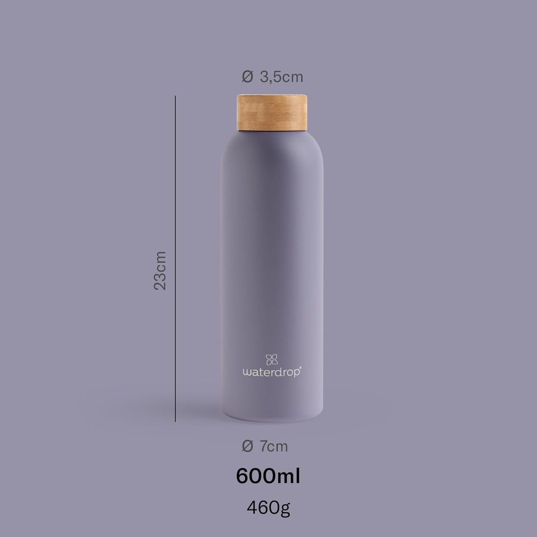 waterdrop® Edelstahl Trinkflasche 600ml - auslaufsichere Trinkflasche Kohlensäure geeignet & BPA fre