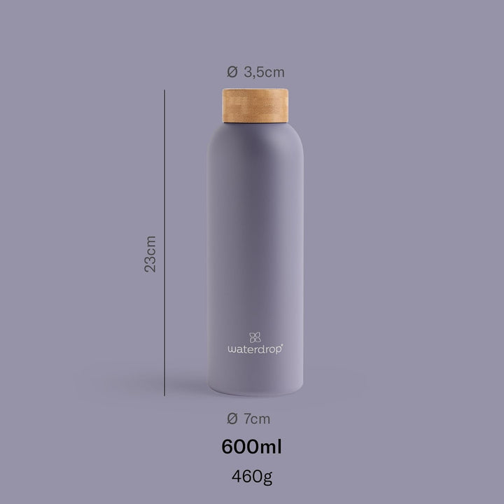 waterdrop® Edelstahl Trinkflasche 600ml - auslaufsichere Trinkflasche Kohlensäure geeignet & BPA fre