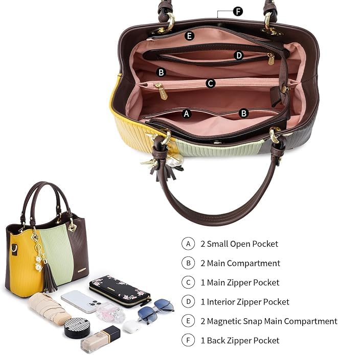 Pomelo Best Damen Handtasche mehrfarbig gestreift Umhängetasche in schöner Farbkombination mit mehre