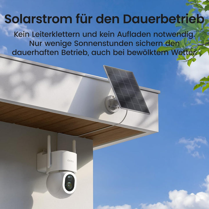 aosu 4K 8MP Überwachungskamera Aussen Solar Akku UHD mit Licht 360° PTZ Kein ABO Nötig WLAN Kamera Ü