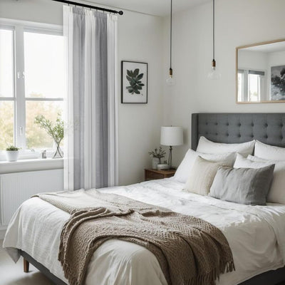 MRTREES Gardinen mit Kräuselband Gestreift Vorhänge vorhänge Schlafzimmer Modern Vorhangschals 2er S