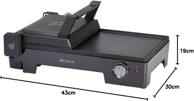 Ariete 1916 Elektrogrill, glatt und gerillt, mit Kontaktgrill-Funktion, 2200 W, Platten mit Antihaft