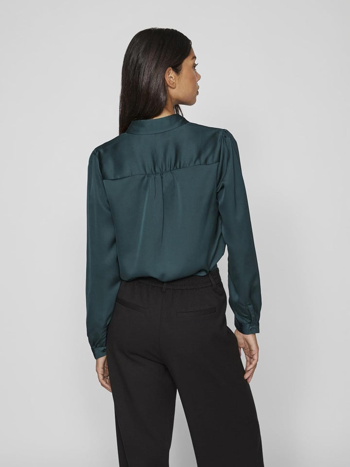 Vila Damen Viellette Satin L/S Shirt-Noos Langarmbluse 34 Ponderosa Pine, 34 Ponderosa Pine