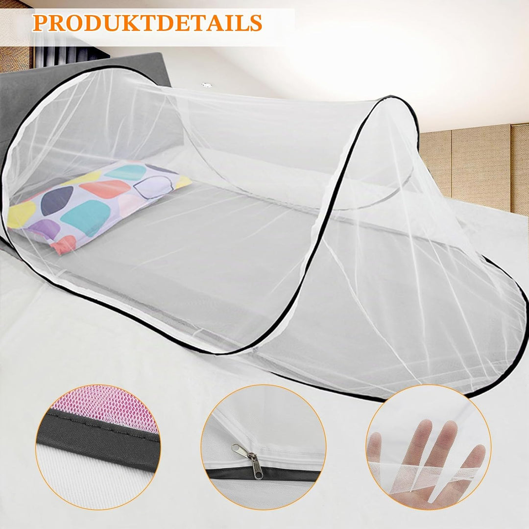 HENGBIRD Moskitonetz Reise, 200 x 80 x 56 cm Pop Up Moskitonetz Bett, Pop-Up Fliegennetzzelt Faltbar