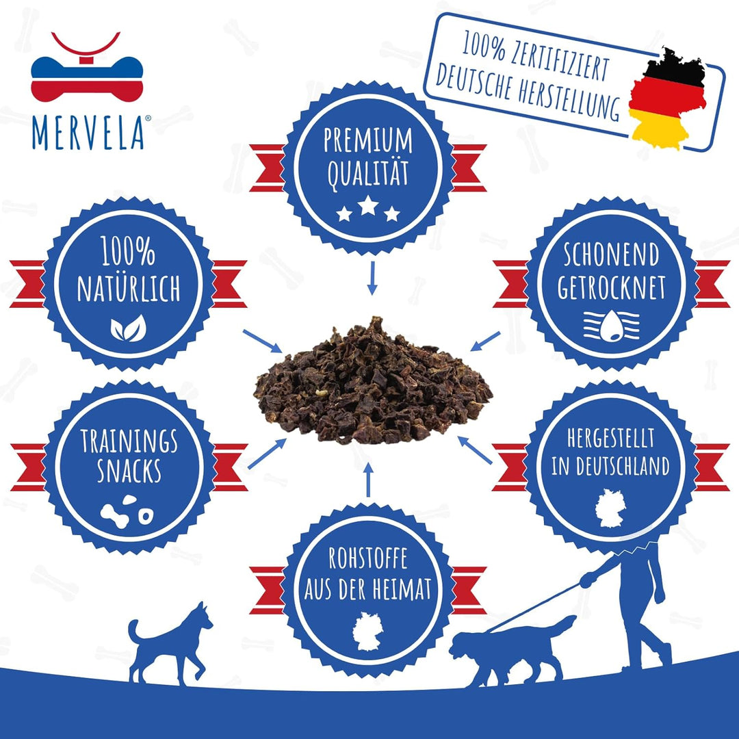 MERVELA® Leckerli Rinderlunge | 300 g | getrocknete Lunge für Hunde | für Training &amp; Belohnung | Kau