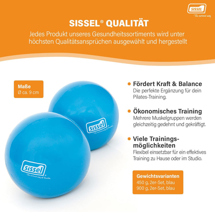 SISSEL® Pilates Toning Ball 2er-Set 900g | Optimale Ergänzung für Balance &amp; Kraft | Vielseitiges Tra