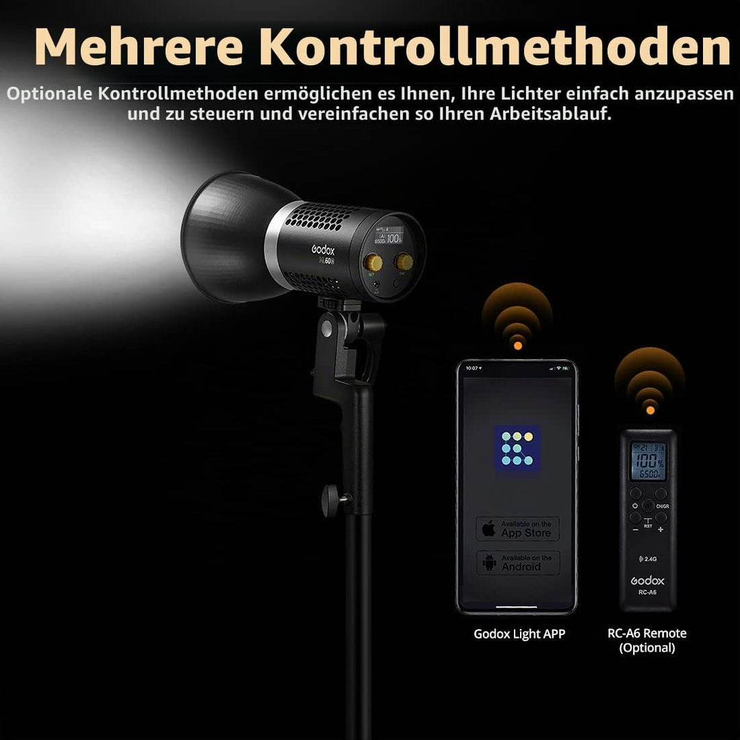 Godox ML60Bi 60W Power in Your Hands LED Videoleuchte,mit AD-S60S Softbox,RC-A6 Fernbedienung,2X NP9