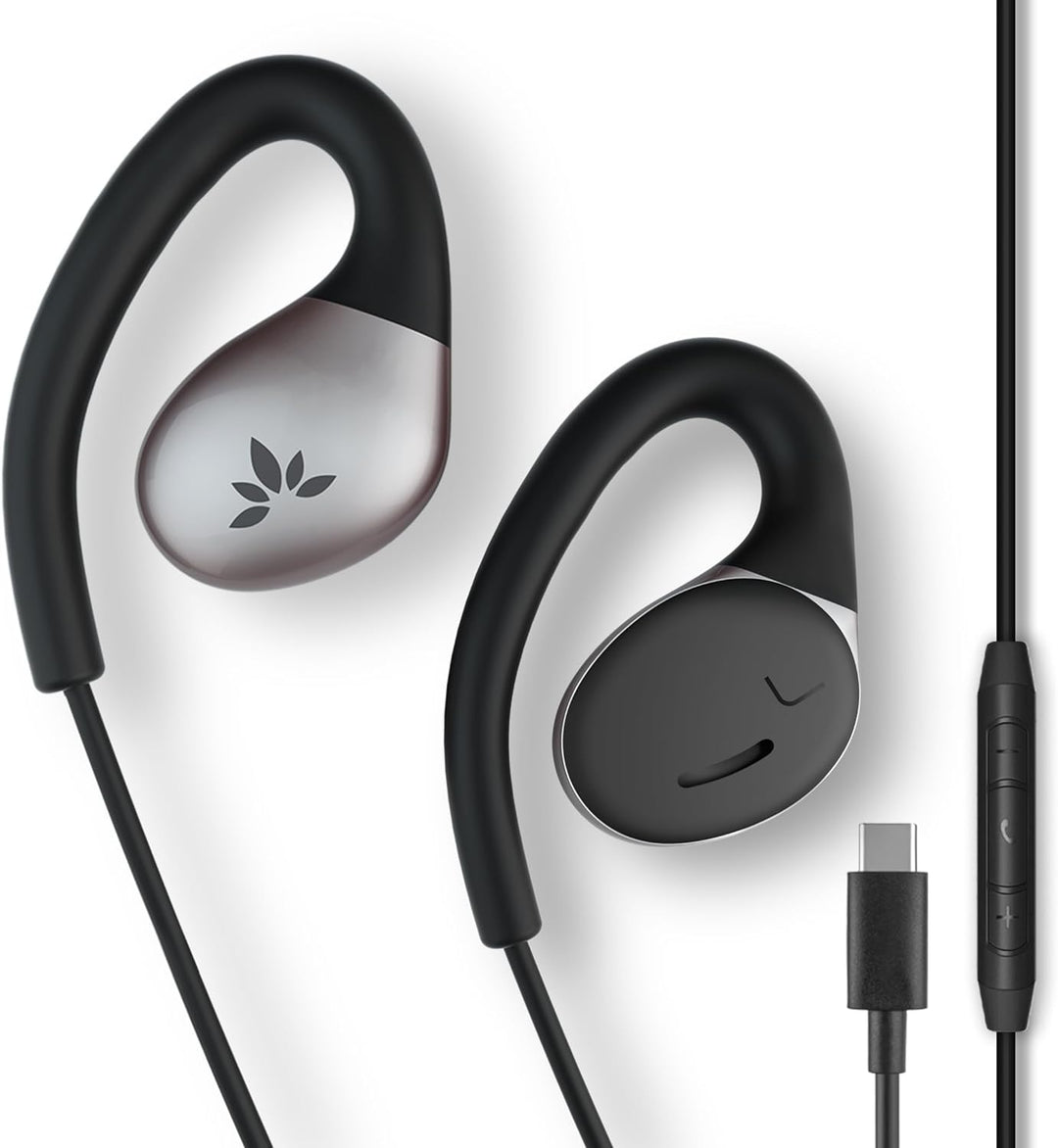 Avantree Resolve-C - USB C Kabel Open Ear Ohrhörer und Mikrofon (für kleine, mittlere Ohren) und Ove